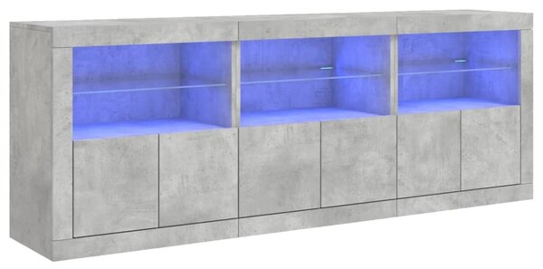 Komoda s LED svetlami betónovo sivá 181,5x37x67 cm