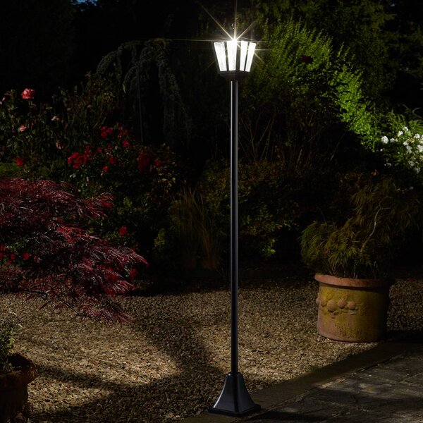 SMART GARDEN LED solárne stožiarové svietidlo Whitehall 365, IP44, Čierna, kov, Moderný, Vonkajší veľký svietník s jedným svetlom