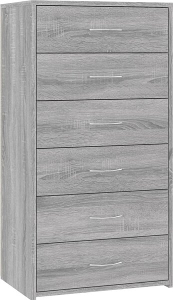 Komoda so 6 zásuvkami sivá sonoma 50x34x96 cm spracované drevo