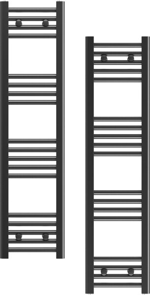 Granitan | Kúpeľňový radiátor Breno - 30x120 cm - čierny - moderný dizajn - flexibilná inštalácia