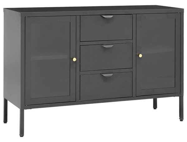 Komoda antracitová 105x35x70 cm oceľ a tvrdené sklo