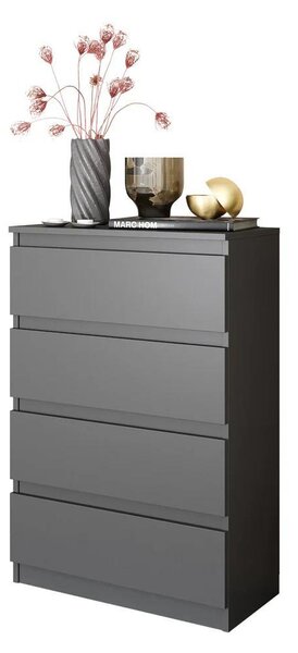 Komoda GABRIEL so 4 zásuvkami - 92 cm vysoká - antracitová - do obývačky a spálne
