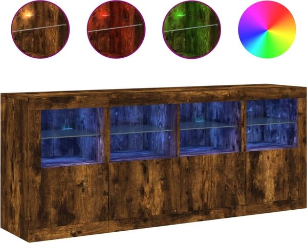 Komoda s LED svetlami dymový dub 163x37x67 cm