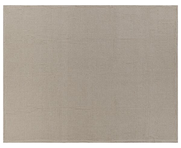 Prikrývka sivobéžová bavlnená 150 x 200 cm vafľový vzor deka na posteľ textilné doplnky spálňa obývacia izba
