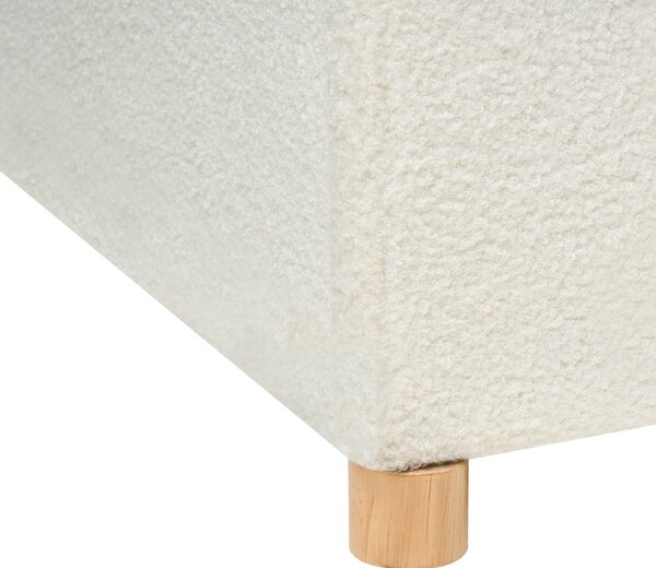 Čalúnená posteľ s úložným priestorom krémová biela buklé čalúnenie 180 x 200 cm so zásuvkami moderný škandinávsky dizajn