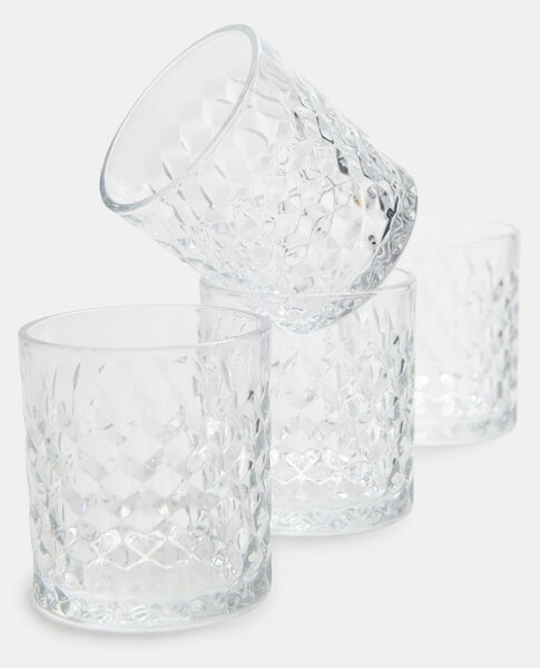 Sinsay - Súprava pohárov s reliéfnym vzorom 4 pack - clear
