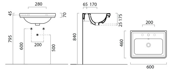 Sapho Sapho, Kúpeľňový set VIOLETA 60, biela matná, KSET-043