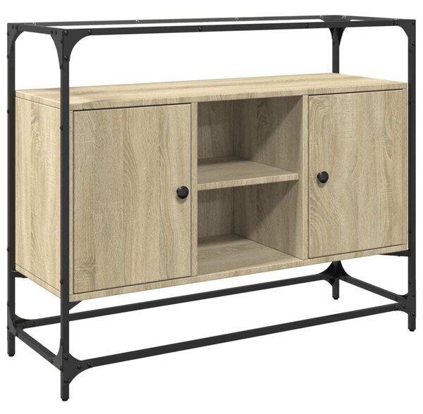 Komoda sklenená doska dub sonoma 98x35x81 cm kompozitné drevo