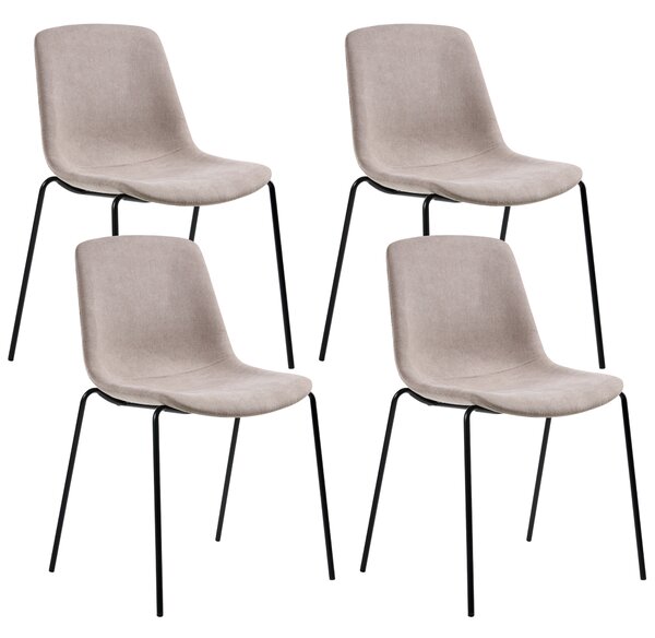 Sada 4 jedálenských stoličiek béžová polyester železné nohy ochranné podložky bez opierok rúk moderný minimalistický dizajn jedáleň