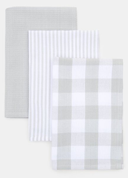 Sinsay - Bavlnené kuchynské utierky 3 pack - svetlošedá