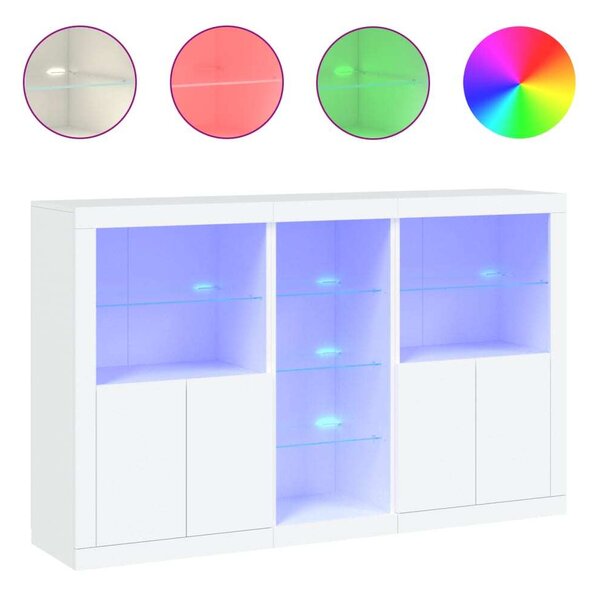 Komoda s LED svetlami biela 162x37x100 cm