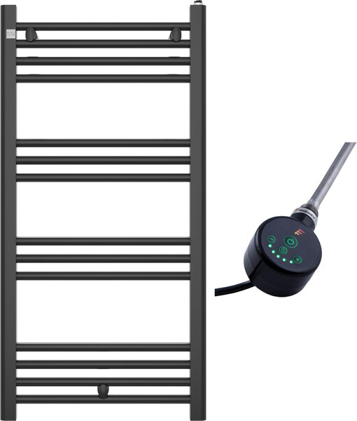 Granitan | Kúpeľňový radiátor PUERTO 100/50 cm - čierny - moderný dizajn - vrátane elektrického ohrevu