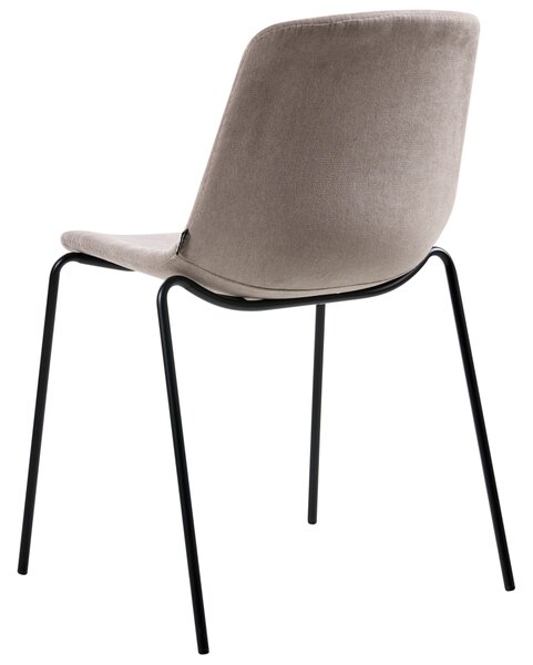 Sada 4 jedálenských stoličiek béžová polyester železné nohy ochranné podložky bez opierok rúk moderný minimalistický dizajn jedáleň