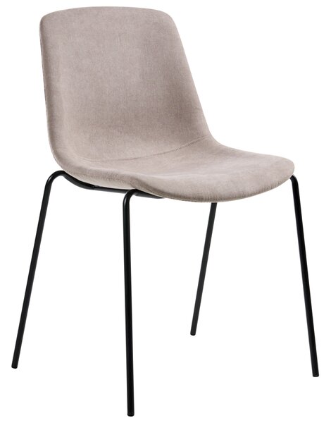 Sada 4 jedálenských stoličiek béžová polyester železné nohy ochranné podložky bez opierok rúk moderný minimalistický dizajn jedáleň