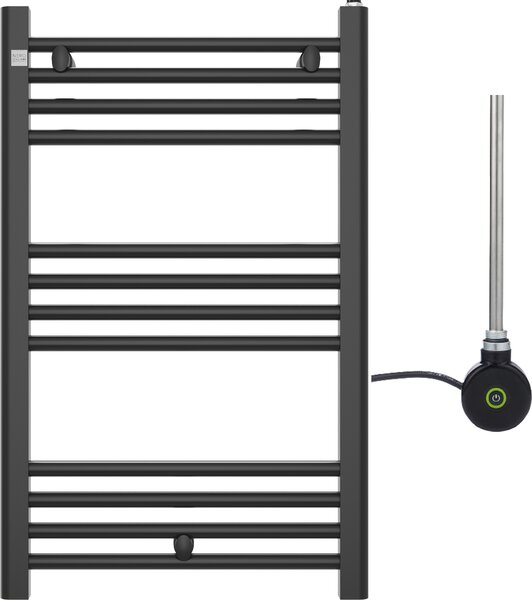 Granitan | Kúpeľňový radiátor PUERTO - 80/50 cm - Čierny - Minimalistický dizajn - Vrátane elektrického ohrevu