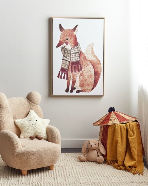 Obraz na plátne hnedý 93 x 63 cm moderný vzor líška MDF rám eklektický moderný štýl detská izba