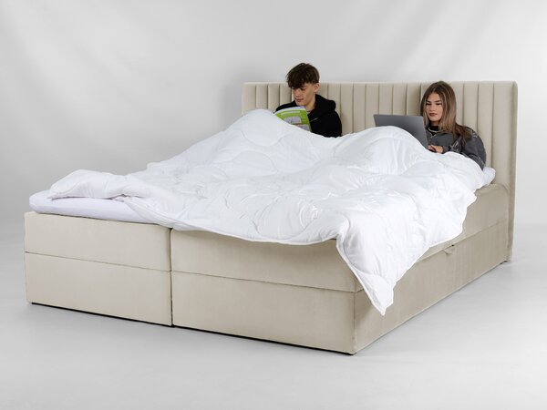 Čalúnená boxspring posteľ Lamella - krémová Rozmer: 140x200