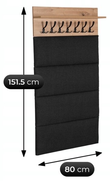 NovýNábytok.sk Vešiakový panel Pratt (dub artisan + grafit) . Akcia -20%. Vlastná spoľahlivá doprava až k Vám domov. 1129285