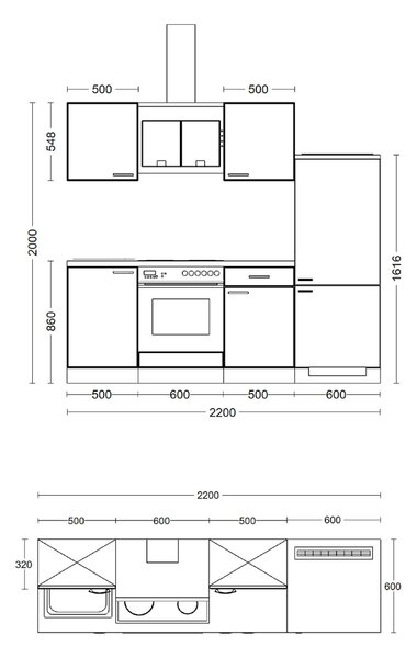 KUCHYNSKÁ LINKA VALERO 220 220 cm FlexWell - Online Only kuchyne, Online Only