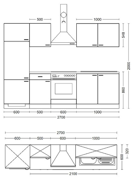 KUCHYNSKÁ LINKA NEPAL 270 270 cm FlexWell - Online Only kuchyne, Online Only