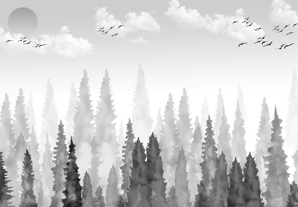 Fototapeta - Akvarelový les (147x102 cm)
