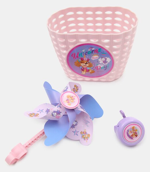 Sinsay - Sada cyklistických doplnkov: košík, zvonček a veterník 3 pack PAW Patrol - ružová