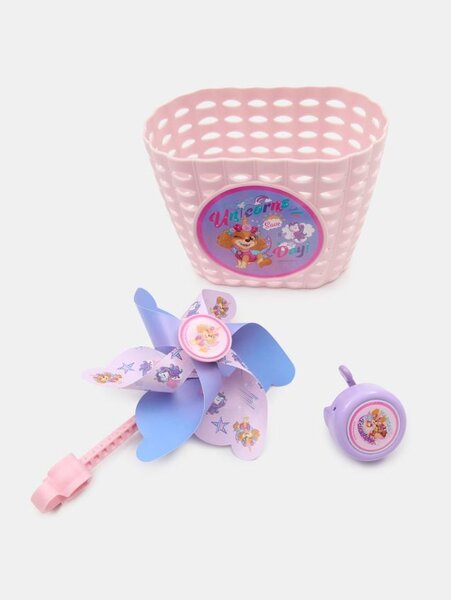 Sinsay - Sada cyklistických doplnkov: košík, zvonček a veterník 3 pack PAW Patrol - ružová