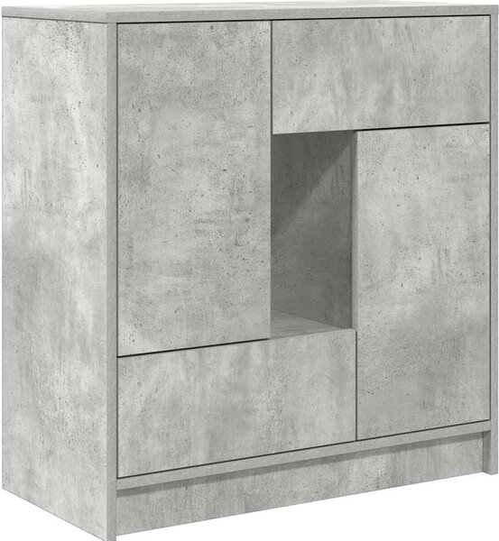 Komoda so zásuvkami a dvierkami, betónová sivá 70,5x34x74,5 cm