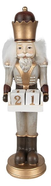 Vianočná dekorácia socha Luskáčik s kalendárom - 7*7*22 cm - Clayre & Eef