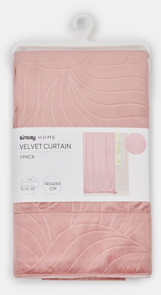 Sinsay - Záves z velvetu na stužke s vyrazeným vzorom - pastelová ružová