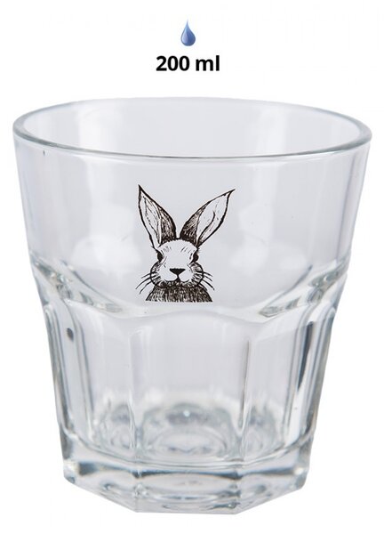 Pohárik na vodu s králikom Rabbit Cartoon - Ø 8*8 cm / 200 ml - Clayre & Eef
