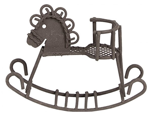 Hnedá dekoratívna kovová figúrka hojdací koník - 9*3*6 cm - Clayre & Eef
