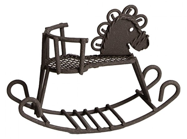 Hnedá dekoratívna kovová figúrka hojdací koník - 9*3*6 cm - Clayre & Eef