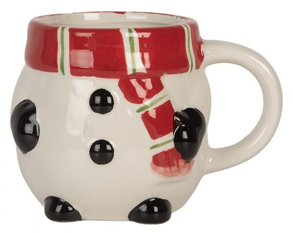 Keramický hrnček snehuliak s viečkom - 13*9*22 cm / 300 ml / 375 ml - Clayre & Eef
