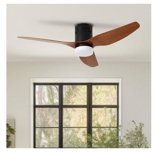 ZEVENTI - LED stropný ventilátor PADUA LED/18W/230V Wi-Fi Tuya čierna/hnedá + diaľkový ovládač