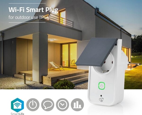 Nedis WIFIPO120FWT - Inteligentná vonkajšia zásuvka 3680W/230V/Typ F/16A Wi-Fi IP44