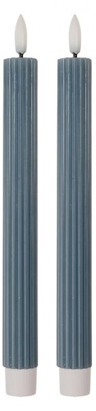 Set 2ks modrá úzka sviečka s vrúbkovaním Led Candle - Ø 2*25 cm / 2*AAA - Clayre & Eef