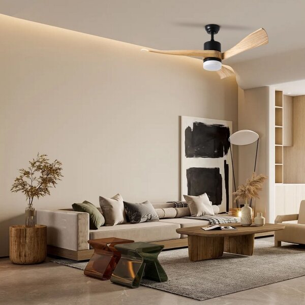 ZEVENTI - LED Stropný ventilátor NATURITO LED/18W/230V Wi-Fi Tuya čierny/dub + diaľkové ovládanie