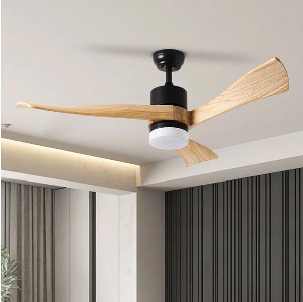 ZEVENTI - LED Stropný ventilátor NATURITO LED/18W/230V Wi-Fi Tuya čierny/dub + diaľkové ovládanie