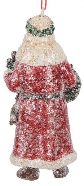 Červená vianočná závesná dekorácia Santa Claus - 5*4*12 cm - Clayre & Eef