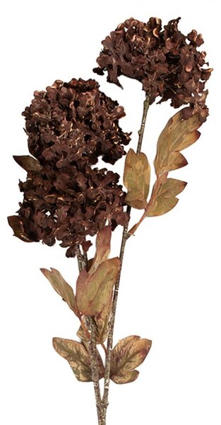 Dekorácia hnedá umelá kvetina hortenzie - 10*8*76 cm - Clayre & Eef