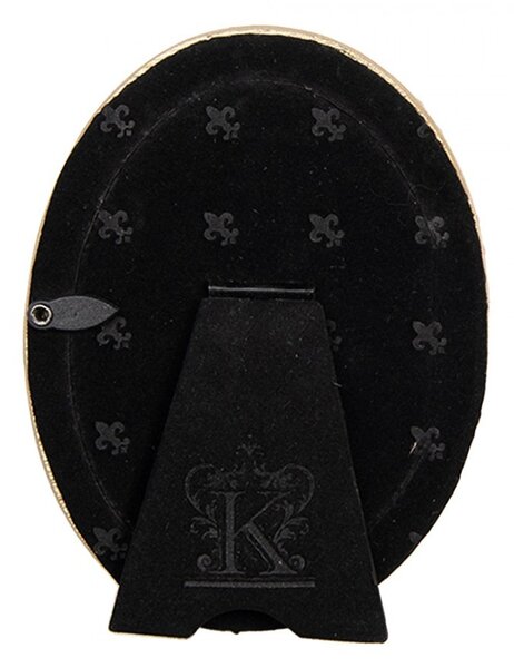 Zlatý oválny fotorámik s perličkami - 8*2*11 cm / 6*9 cm - Clayre & Eef