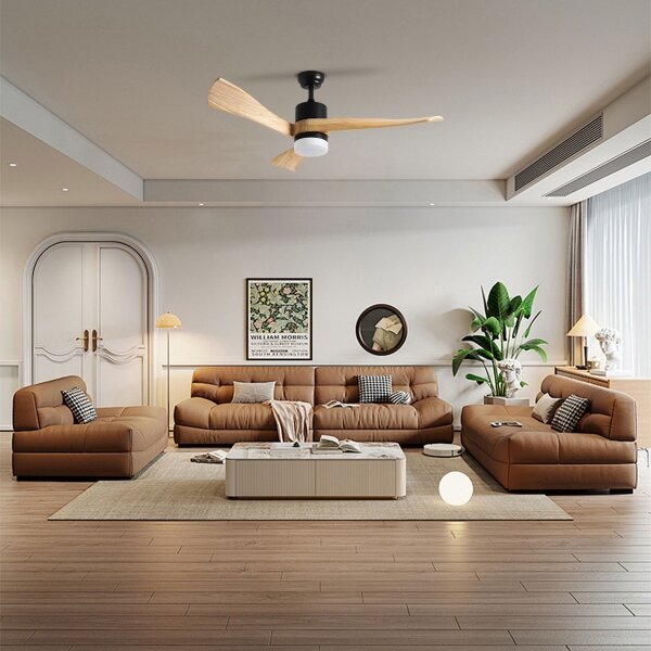 ZEVENTI - LED Stropný ventilátor NATURITO LED/18W/230V Wi-Fi Tuya čierny/dub + diaľkové ovládanie