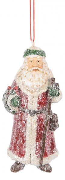 Červená vianočná závesná dekorácia Santa Claus - 5*4*12 cm - Clayre & Eef