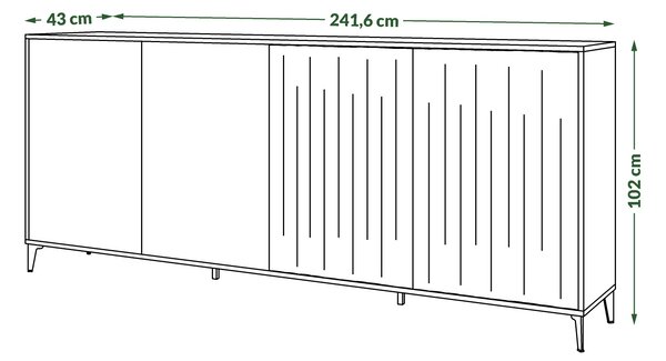 Komoda Rimini K-242 Béžová Taupe / Čierna matná - MODERNÁ SKRIŇA S DRÁŽKOVANÝMI ČELAMI
