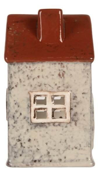 Sivý keramický domček na čajovú sviečku Lamont - 8*7*13 cm - Clayre & Eef