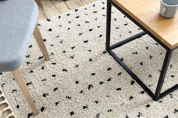 Dywany Łuszczów , Kusový koberec Berber Syla B752 dots cream, 140x190, biela, kancelária