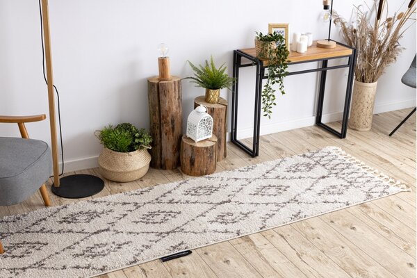 Dywany Łuszczów, Behúň Berber Fez cream, 60x200, biela, obývacia izba