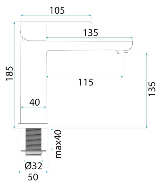 Rea Logan, umývadlová batéria h-185 mm, brúsená oceľ, REA-B6683