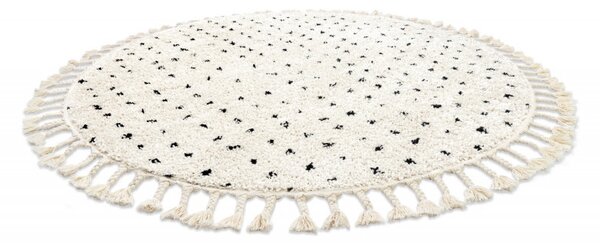 Dywany Łuszczów , Kusový koberec Berber Syla B752 dots cream kruh, 120x120 (priemer) kruh, biela, chodba / predsieň